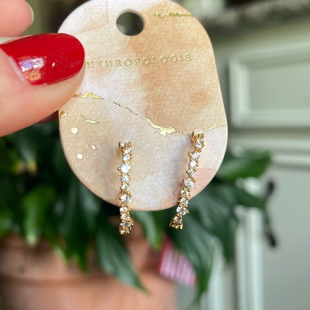 Anthropologie Linear Crystal Earrings - Picture 6 of 7
